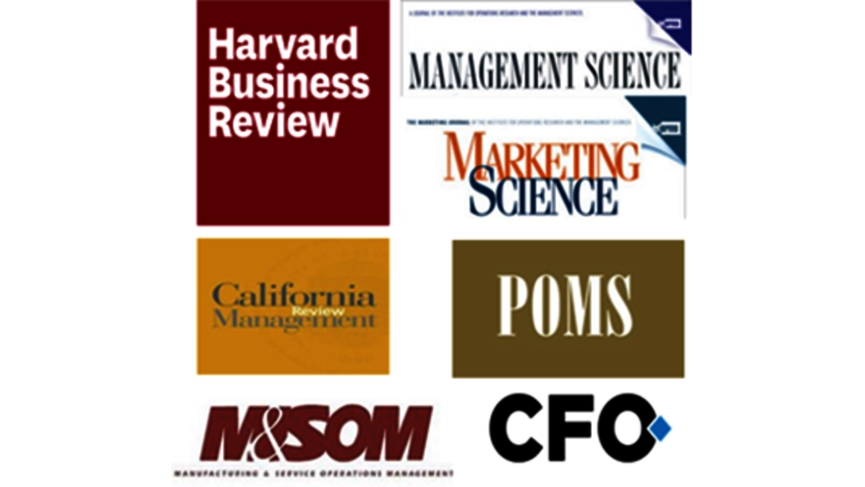 Logos Harvard Business Review, Management Science, California Management Review, Marketing Science, POMS, M&SOM, CFO