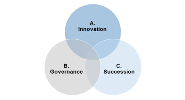Illustration Forschungsschwerpunkte Innovation, Governance und Succession